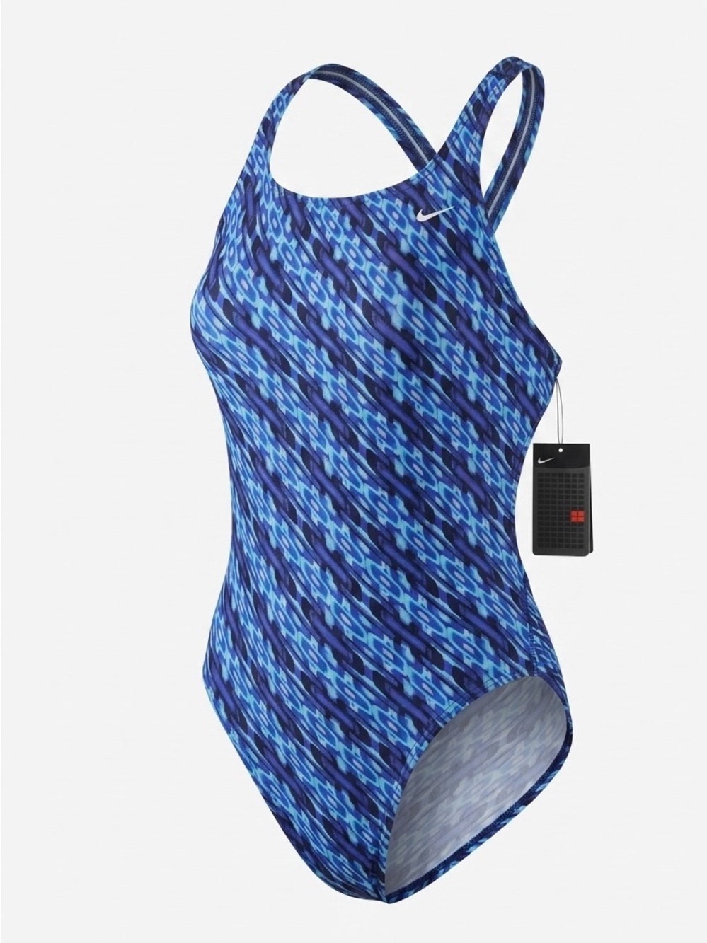 Nike Blue Multi-Pattern One-Piece Swimsuit Olympia Sports racer back